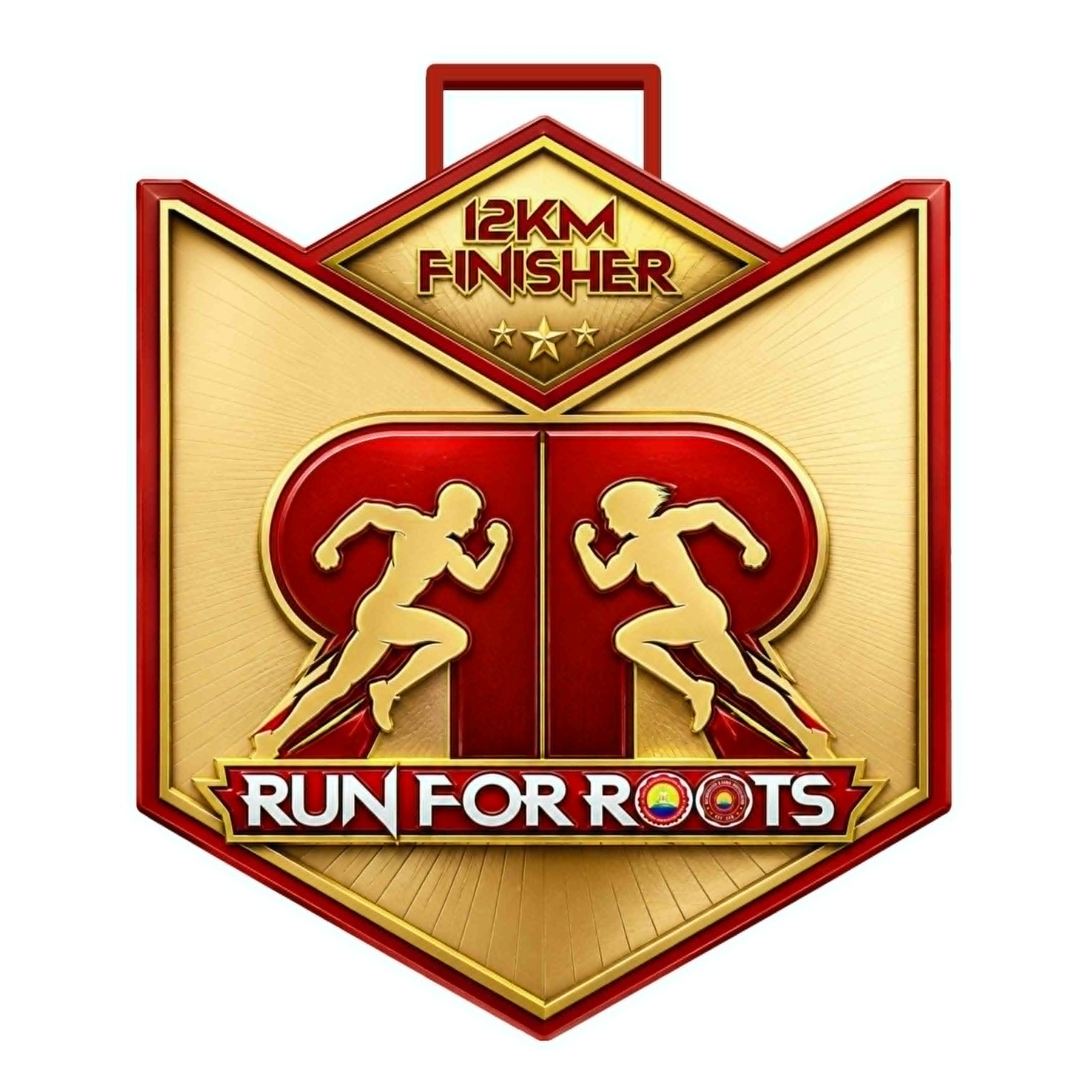 12KM Run for Roots finisher medal